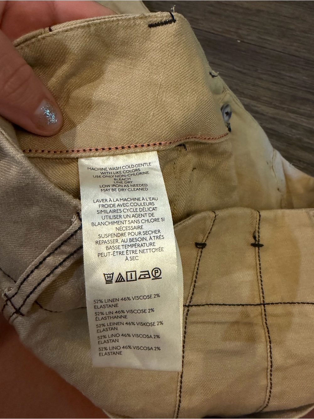 Maeve The Colette Cropped Wide-Leg Pants Contrast-Stitch Linen Edition Size 27 - Picture 8 of 9